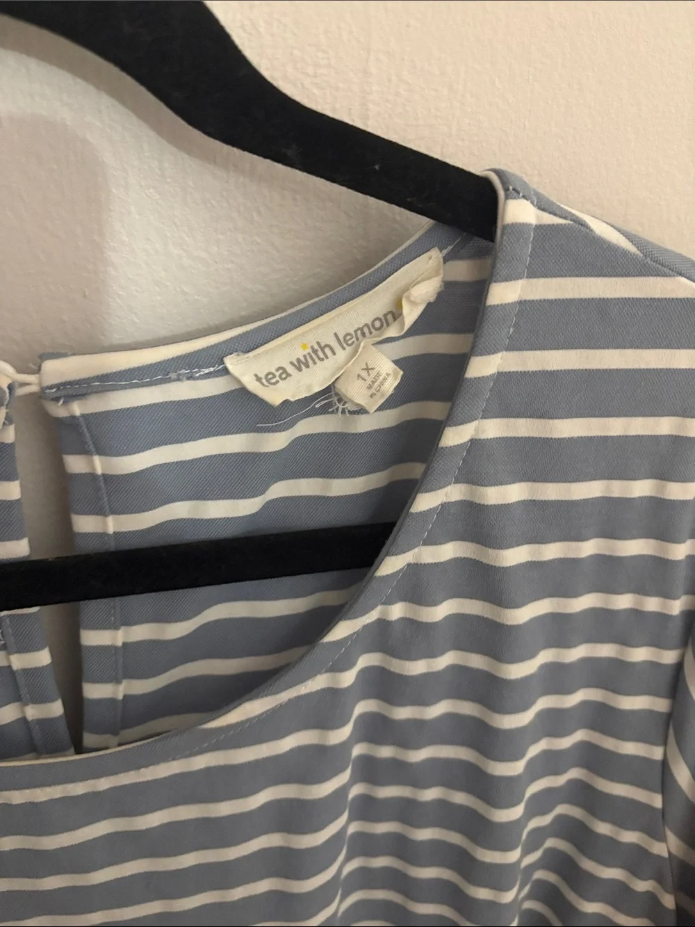 Blue and White Striped Women’s Swing Dress - Picture 4 of 4